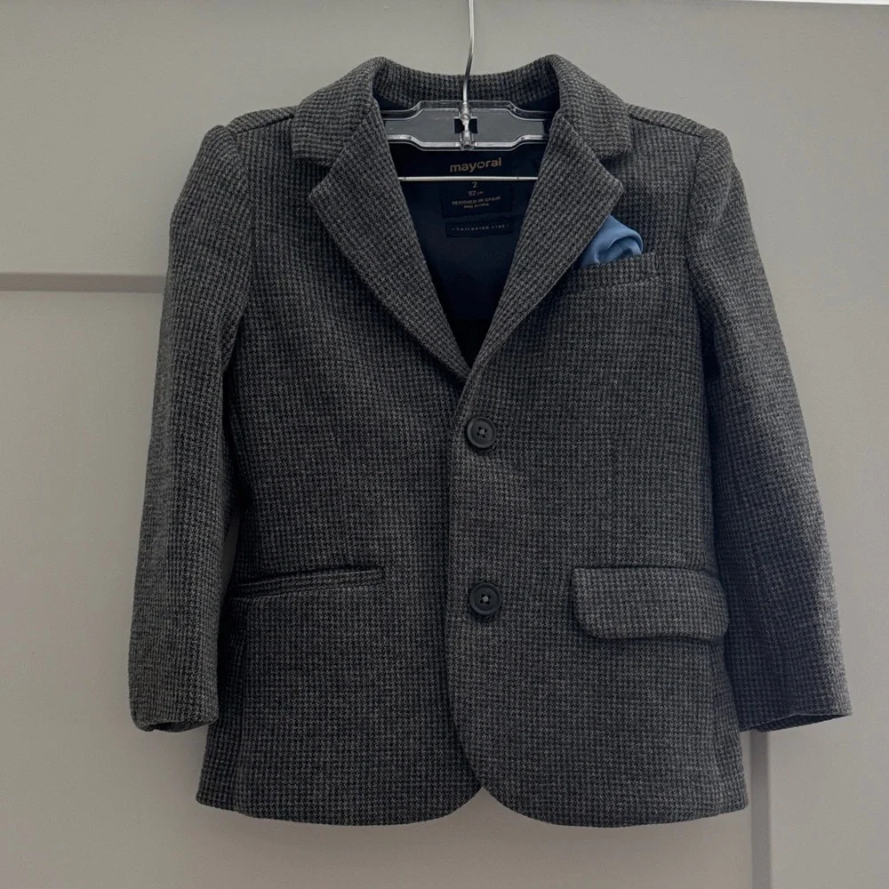 ♣️ Mayoral Charcoal Blazer with Sky Blue Accent ♣️